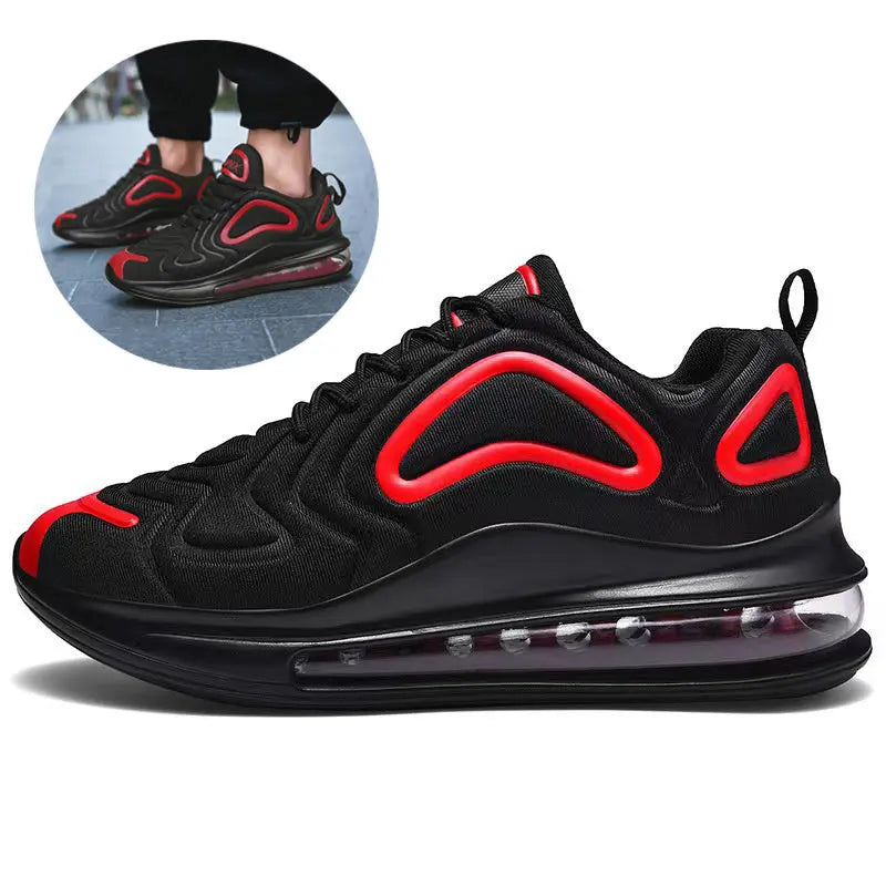 Casual Air Cushion Black Shoes Men Outdoor Breathable  Lace-up Sneakers Running Sports Shoes Culture Code Streetwear