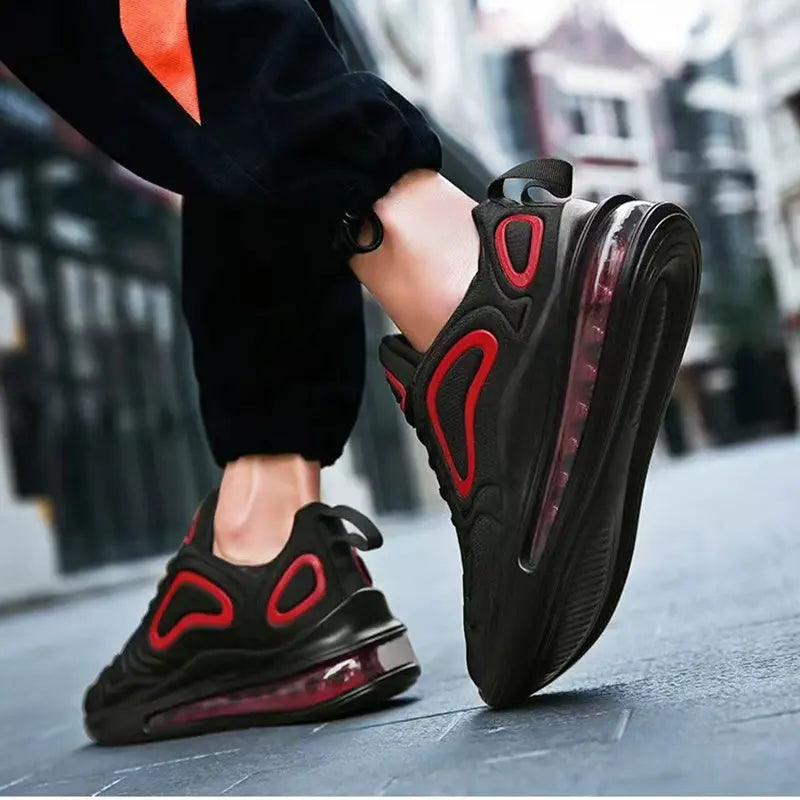 Casual Air Cushion Black Shoes Men Outdoor Breathable  Lace-up Sneakers Running Sports Shoes Culture Code Streetwear