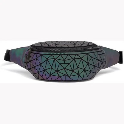 Geometric Fanny Pack Reflective Belt Bag Sport Chest Bag for Men Women Luminous Holographic Waist Pack Sport Chest Bag Culture Code Streetwear