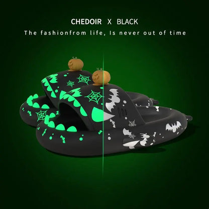 Halloween And Christmas Shoes Ins Luminous Shark Slippers Couple Men Women House Shoes Non-slip Bathroom Slippers Home Culture Code Streetwear