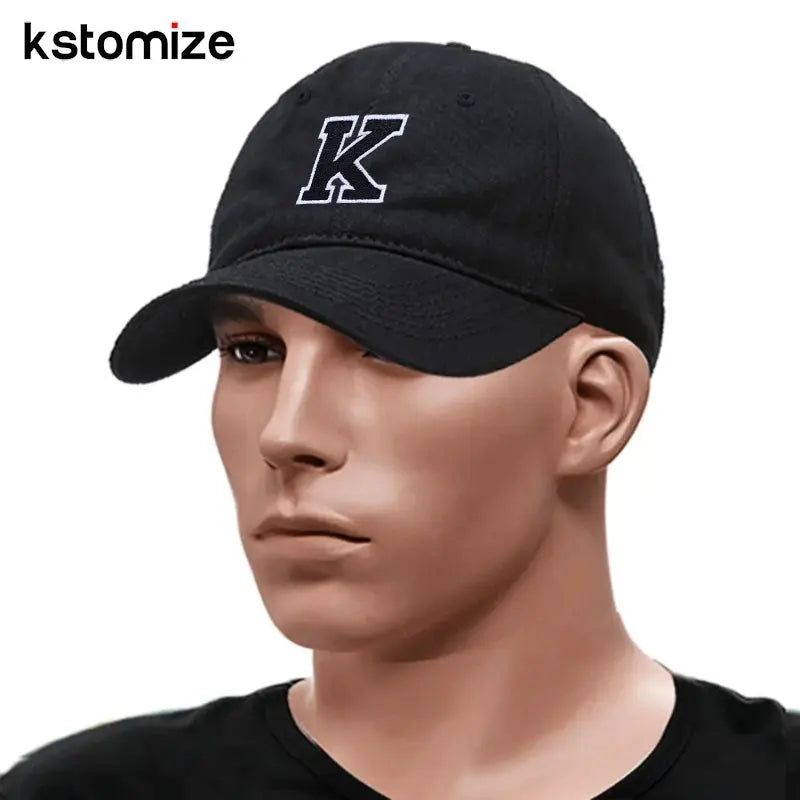 Initial Letter A-Z Black Baseball Cap For Men Womne High Quality Soft Cotton Embroider Fashion Team Sport Visors Snapback Caps Culture Code Streetwear