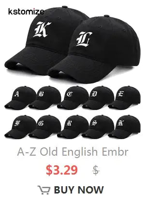 Initial Letter A-Z Black Baseball Cap For Men Womne High Quality Soft Cotton Embroider Fashion Team Sport Visors Snapback Caps Culture Code Streetwear