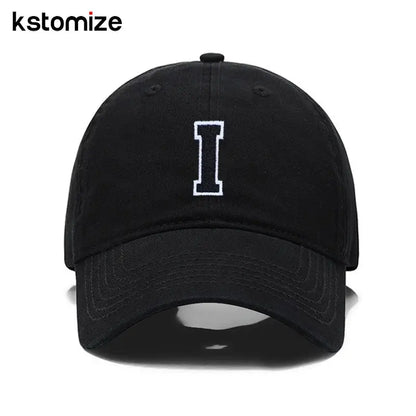 Initial Letter A-Z Black Baseball Cap For Men Womne High Quality Soft Cotton Embroider Fashion Team Sport Visors Snapback Caps Culture Code Streetwear