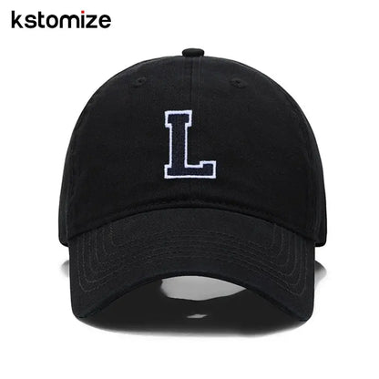 Initial Letter A-Z Black Baseball Cap For Men Womne High Quality Soft Cotton Embroider Fashion Team Sport Visors Snapback Caps Culture Code Streetwear