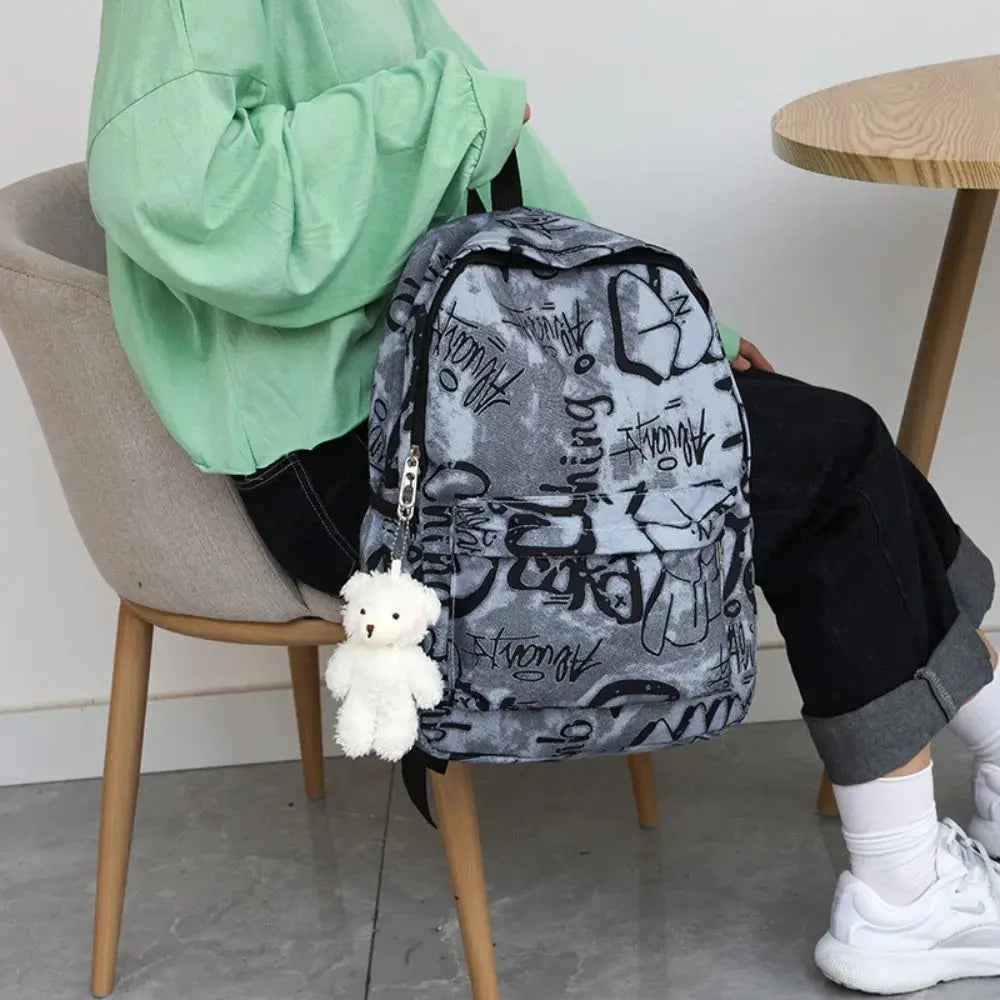 Large Graffiti Nylon Backpack - Waterproof & Bold Street Style Culture Code Streetwear