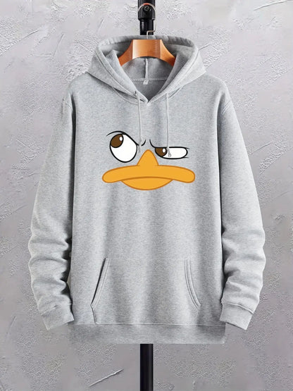 Men's Duck Print Hoodie with Kangaroo Pocket Culture Code Streetwear