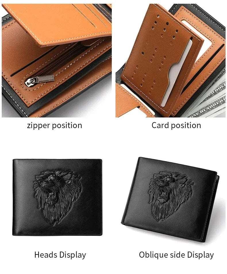 Men's 3D Embossed Tri-Fold Wallet - Personalized Multi-Card Holder with Zipper Coin Pocket - Culture Code Streetwear