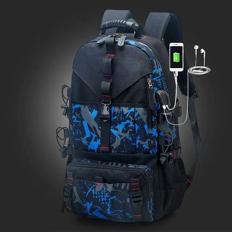 Men's Waterproof Oxford Cloth Backpack Hiking Backpack Culture Code Streetwear