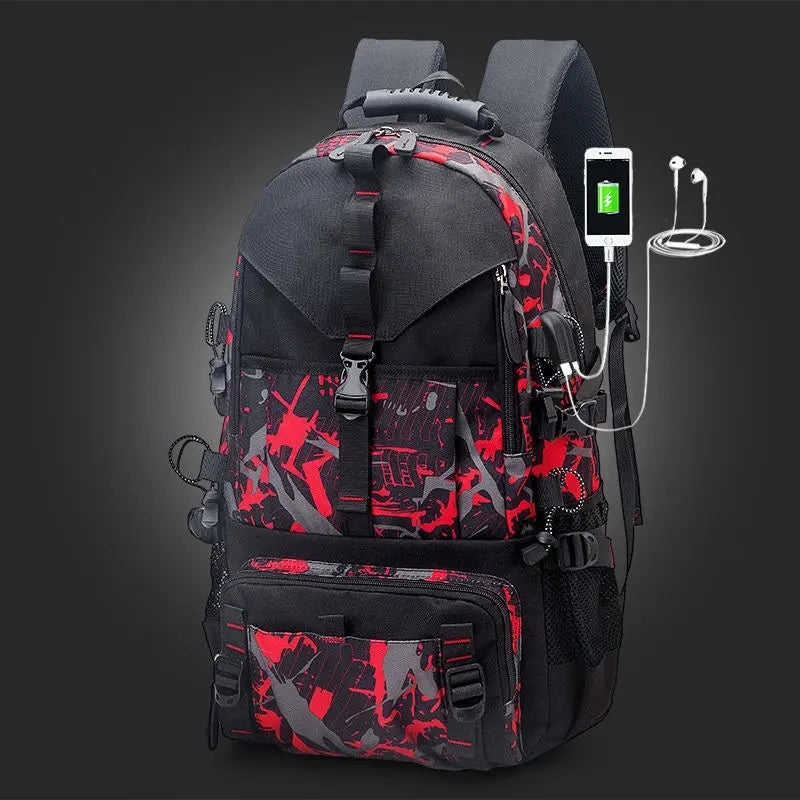 Men's Waterproof Oxford Cloth Backpack Hiking Backpack Culture Code Streetwear