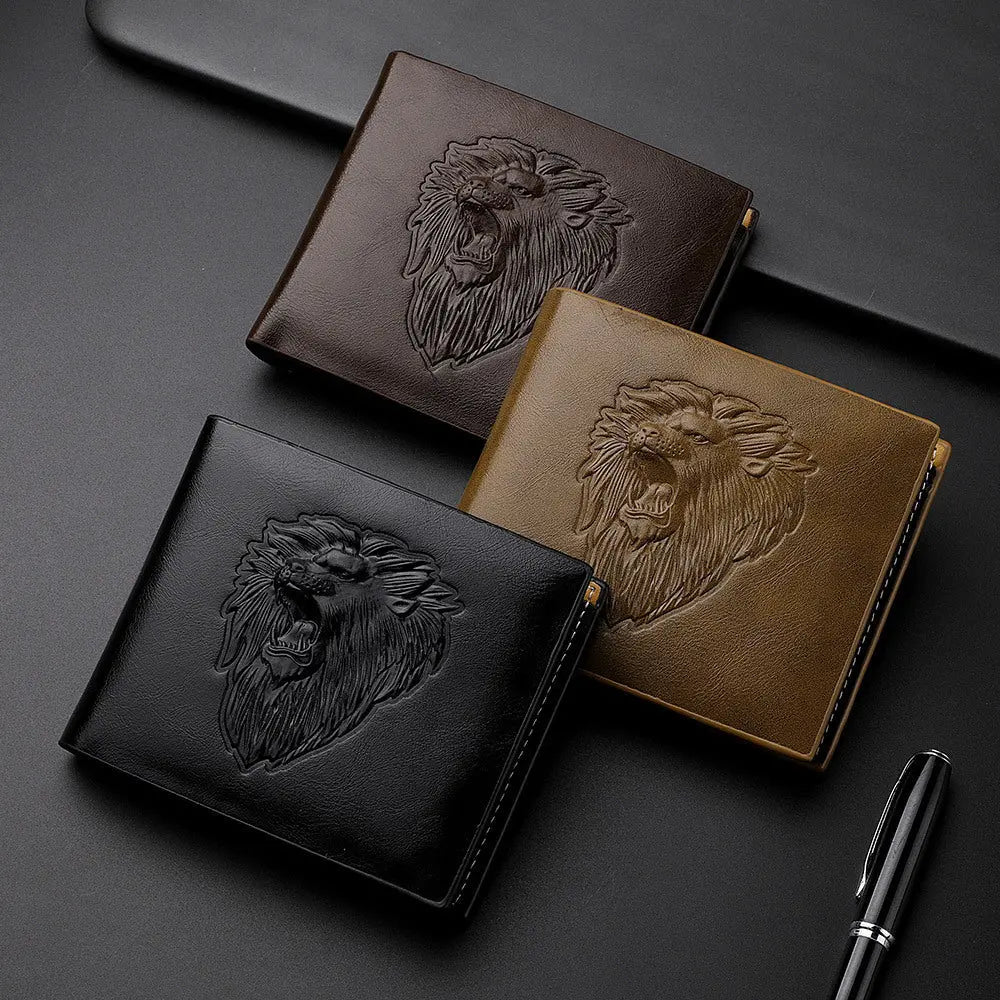 Men's Zipper Wallet Lion Embossed Pattern Animal Culture Code Streetwear