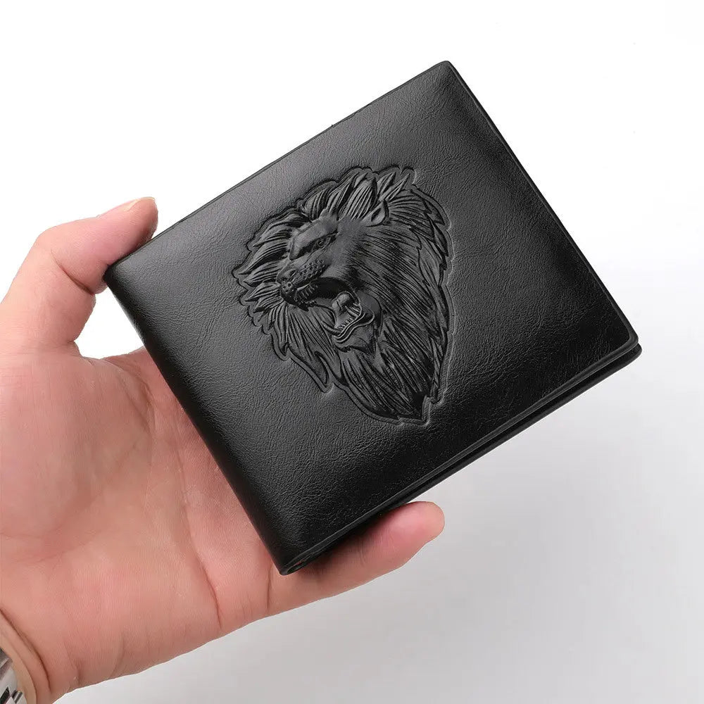 Men's Zipper Wallet Lion Embossed Pattern Animal Culture Code Streetwear