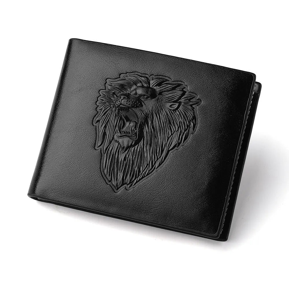 Men's Zipper Wallet Lion Embossed Pattern Animal Culture Code Streetwear