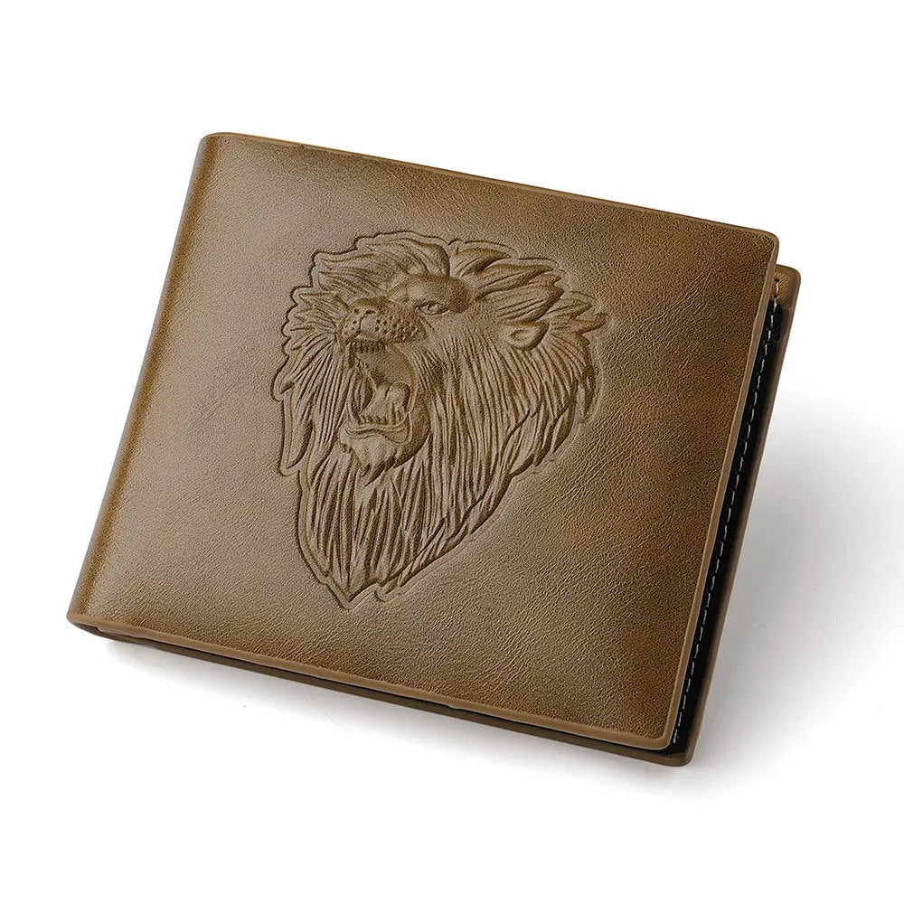 Men's Zipper Wallet Lion Embossed Pattern Animal Culture Code Streetwear