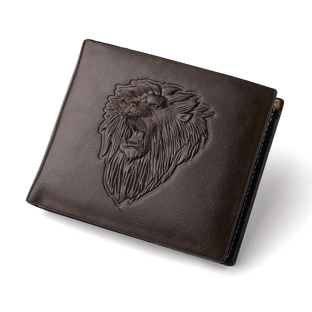 Men's Zipper Wallet Lion Embossed Pattern Animal Culture Code Streetwear