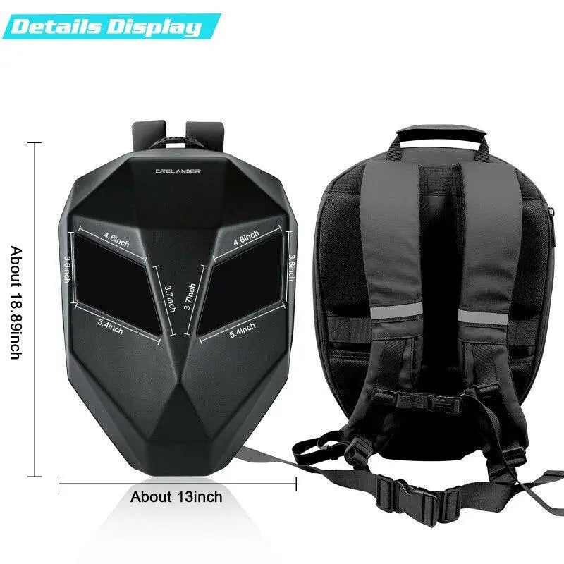 Motorcycle Riding Backpack Led Display Waterproof Hard Shell Culture Code Streetwear