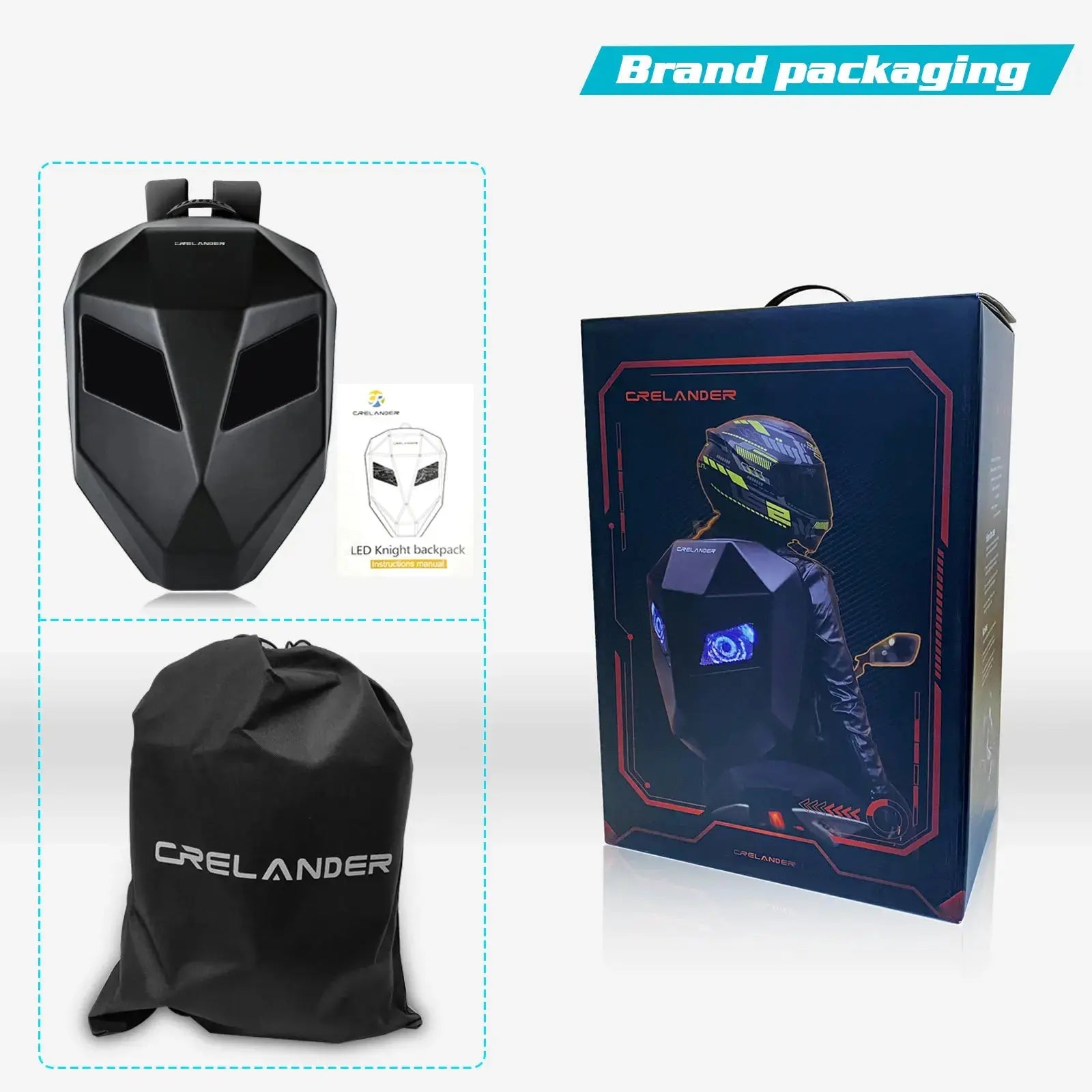 Motorcycle Riding Backpack Led Display Waterproof Hard Shell Culture Code Streetwear