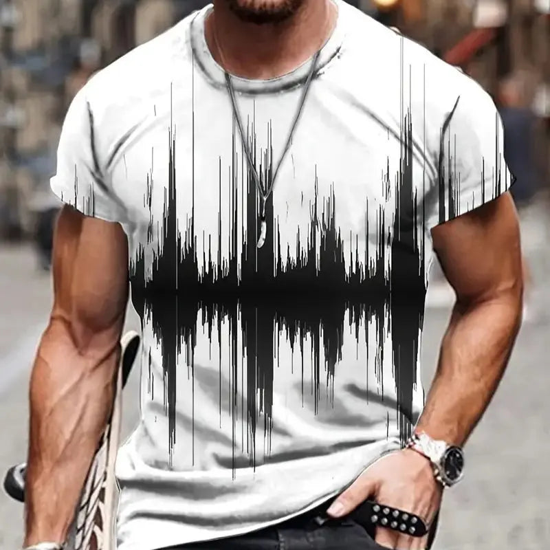 Natural Landscape Digital Printing Men's T-shirt Refreshing Stylish Short Sleeve Culture Code Streetwear