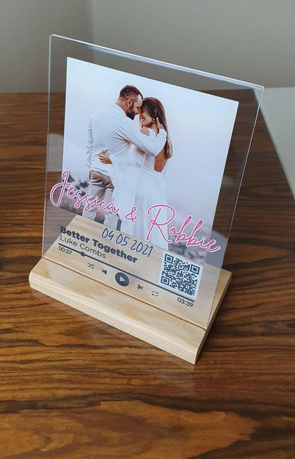 Personalized Gift Glass Art Music Plaque, Song Plaque, Spotify Sign.