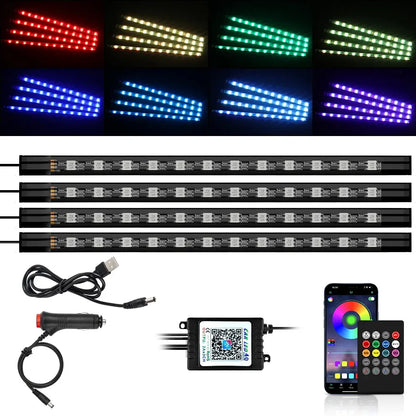 RGB Car Interior Ambient Lights - 4pcs LED Strip Set Culture Code Streetwear