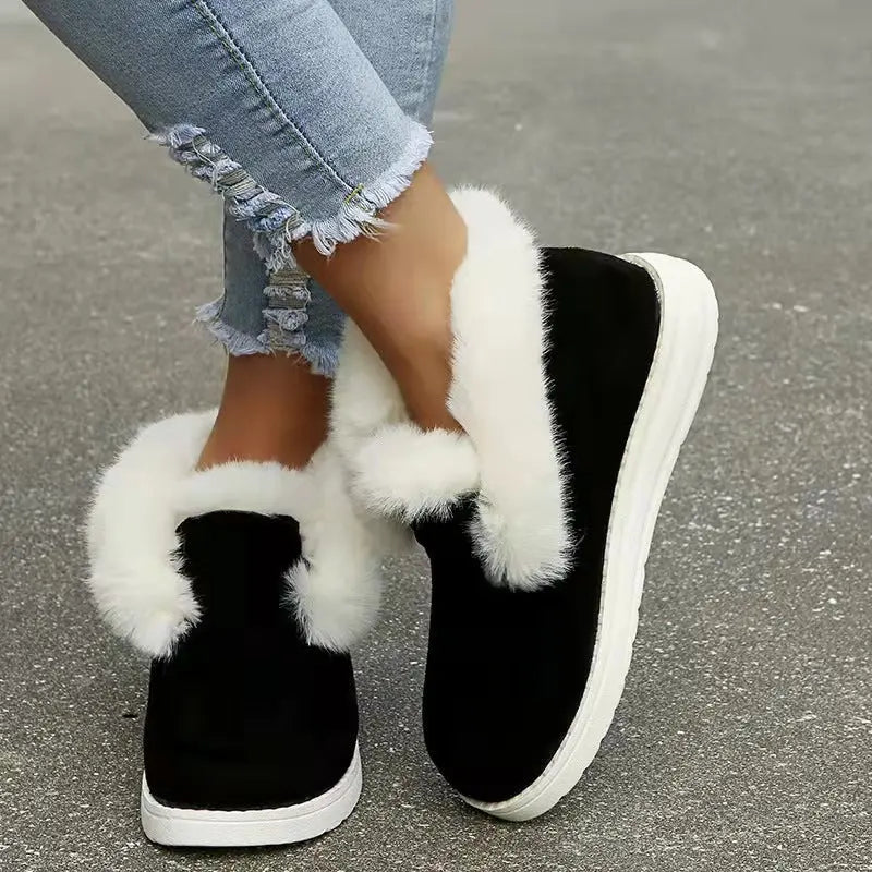 Snow Boots Warm Winter Shoes Plush Fur Ankle Boots Women Culture Code Streetwear