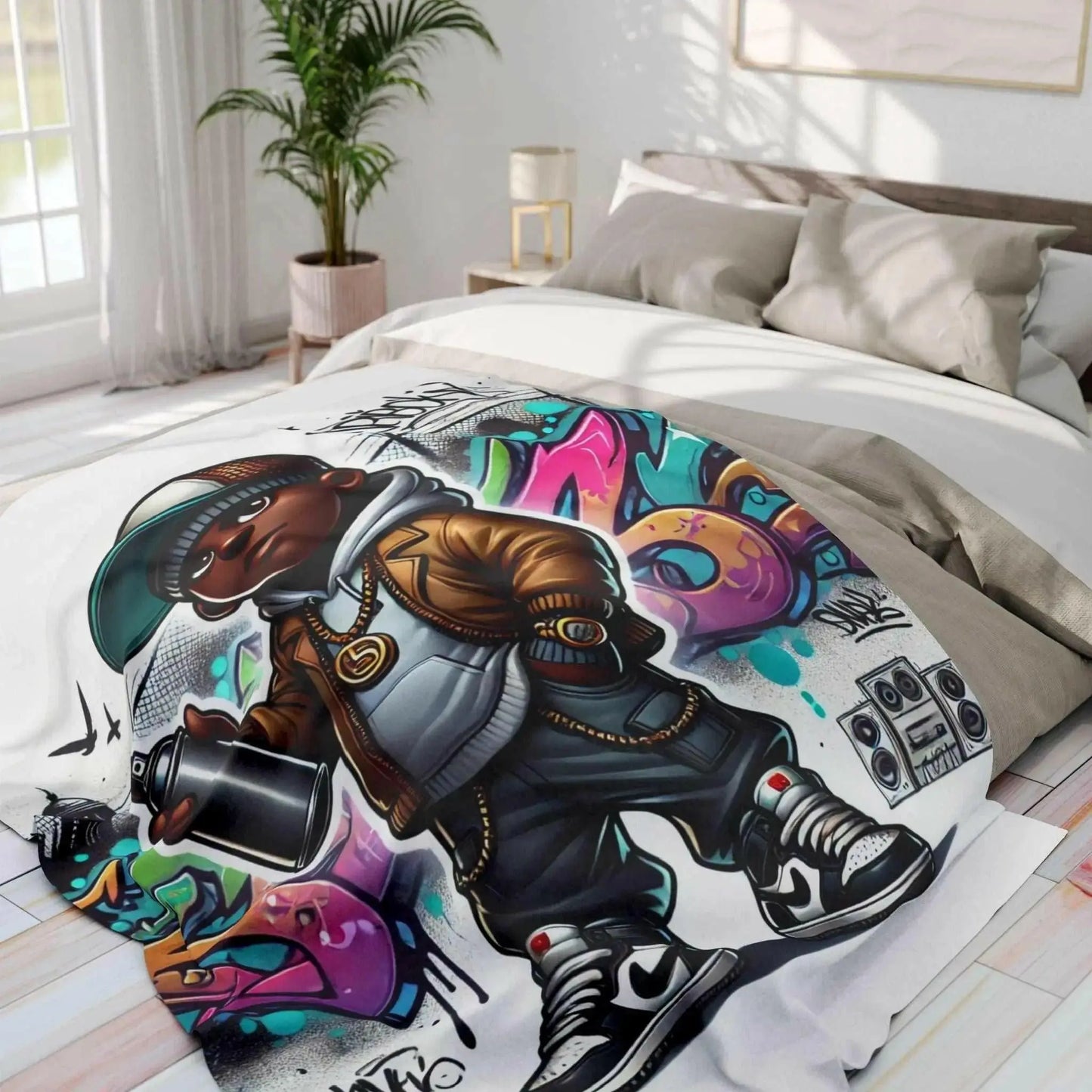 Stay Cozy in Style with the Street Art Vibes Throw Blanket – Graffiti - inspired Home Decor Essential - Culture Code Streetwear