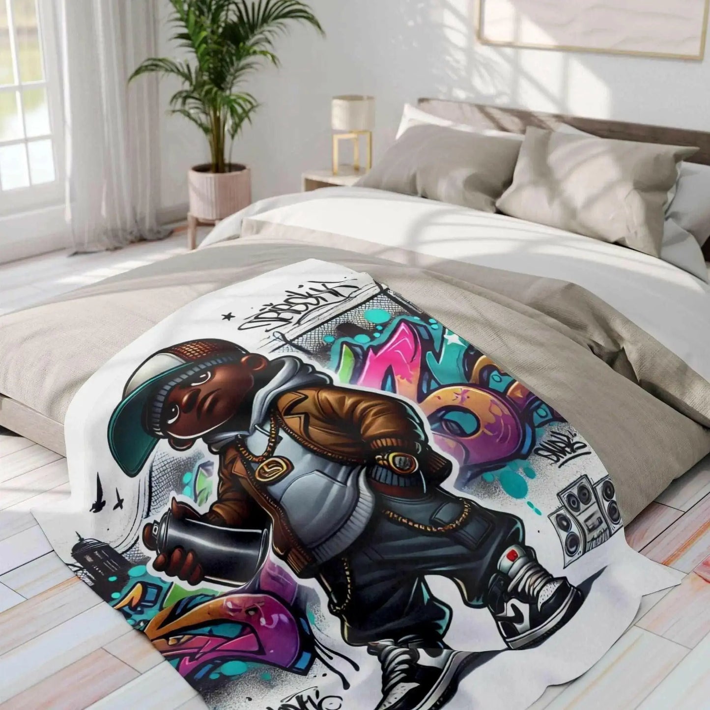 Stay Cozy in Style with the Street Art Vibes Throw Blanket – Graffiti - inspired Home Decor Essential - Culture Code Streetwear