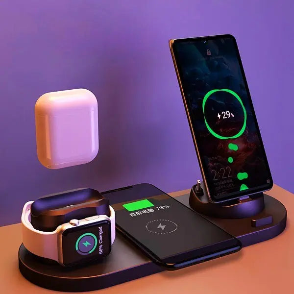 Wireless Charger For IPhone Fast Charger For Phone Fast Charging Pad For Phone Watch 6 In 1 Charging Dock Station Culture Code Streetwear